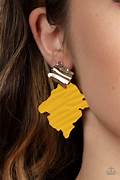 Load image into Gallery viewer, Crimped Couture - Yellow Post Earrings
